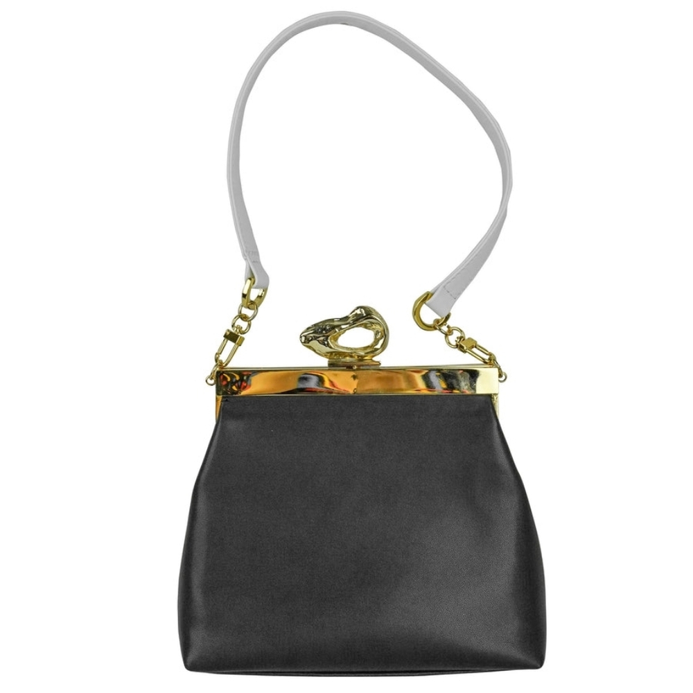 nwt Mashu Nicole Elegant Black and 24K Silver Plated Brass Women's Handbag